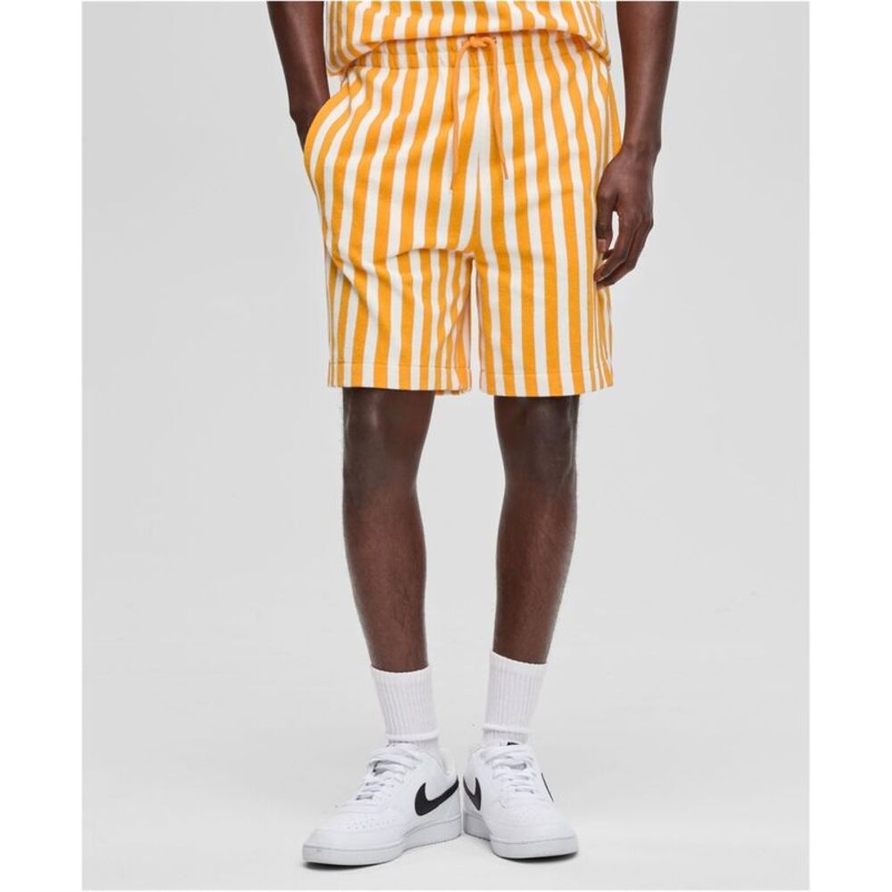 Mode Of One Mens Vertical Stripe Terry Casual Walking Shorts, NWT